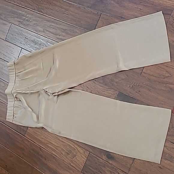 NWT Talbots Dark Gold Tan wide leg pants with satin shine size 8 - Picture 3 of 13